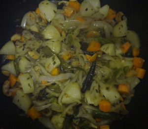 after cooked the vegetables, add ginger-garlic paste