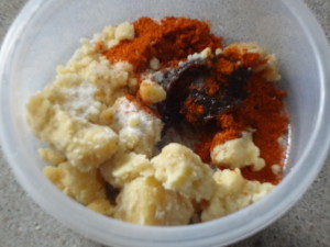 Jaggery, salt, chilli powder and tamarind paste